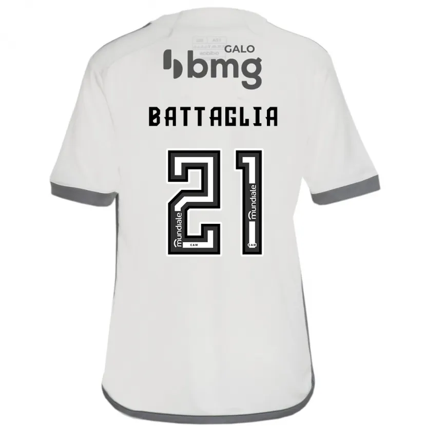 Danxen Homme Maillot Rodrigo Battaglia #21 Blanc Cassé Tenues Extérieur 2024/25 T-Shirt