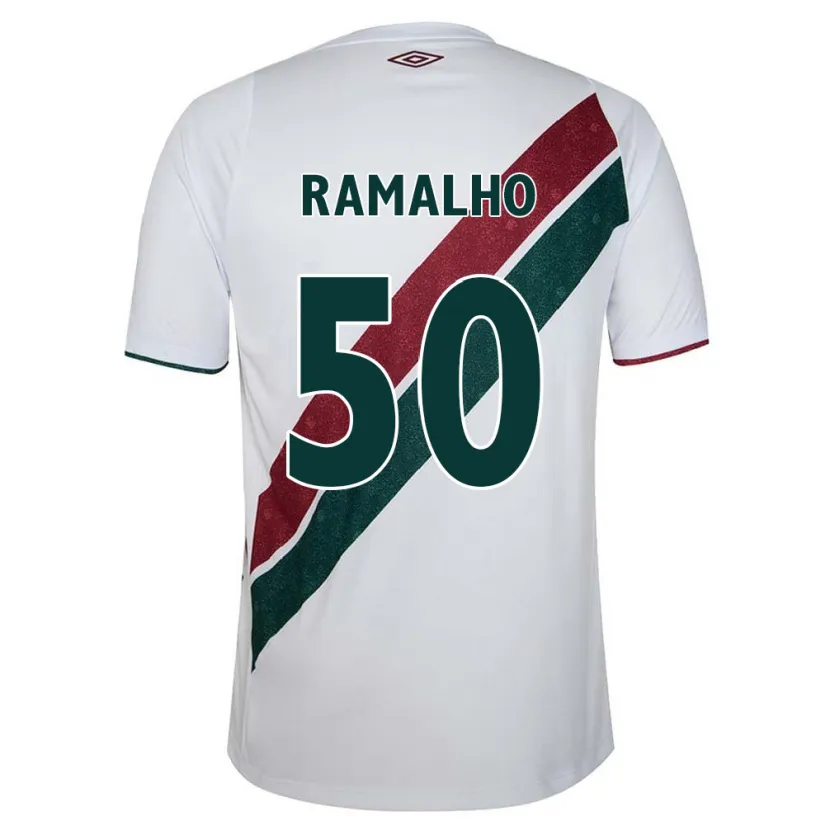 Danxen Homme Maillot Gustavo Ramalho #50 Blanc Vert Bordeaux Tenues Extérieur 2024/25 T-Shirt