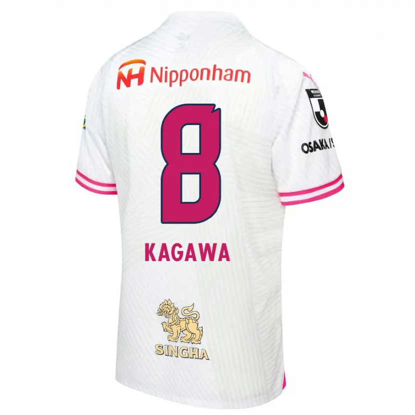 Danxen Homme Maillot Shinji Kagawa #8 Blanc Rose Tenues Extérieur 2024/25 T-Shirt