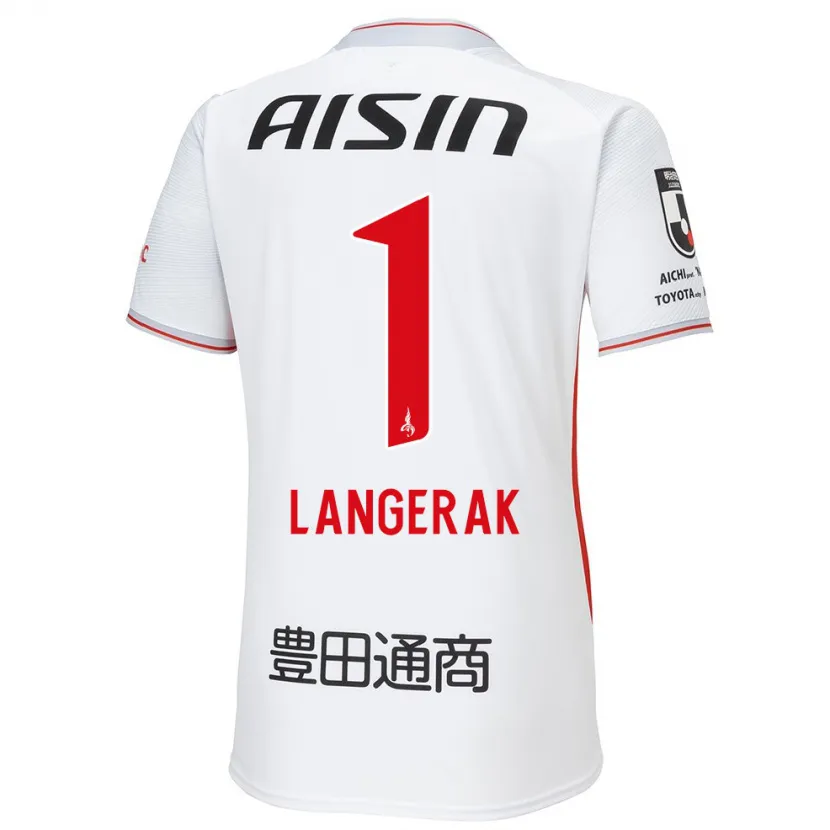 Danxen Homme Maillot Mitchell Langerak #1 Blanc Jaune Rouge Tenues Extérieur 2024/25 T-Shirt