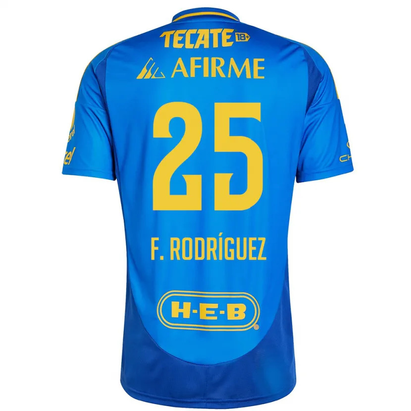 Danxen Homme Maillot Felipe Rodríguez #25 Bleu Jaune Tenues Extérieur 2024/25 T-Shirt