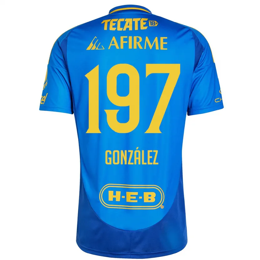 Danxen Homme Maillot Germán González #197 Bleu Jaune Tenues Extérieur 2024/25 T-Shirt