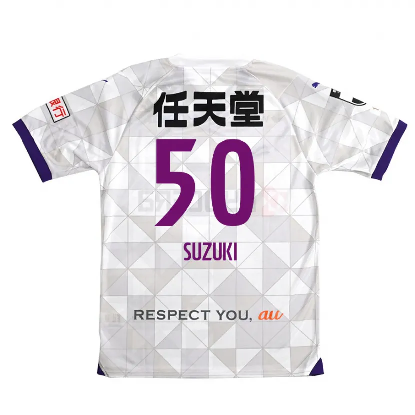 Danxen Homme Maillot Yoshinori Suzuki #50 Blanc Violet Tenues Extérieur 2024/25 T-Shirt