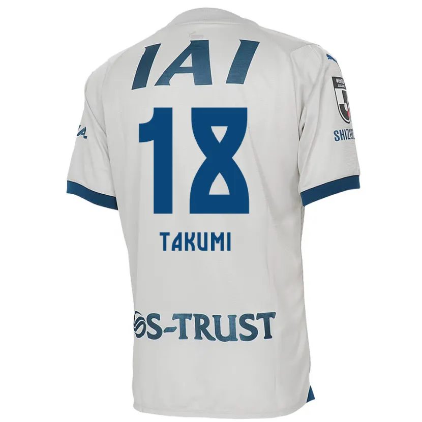 Danxen Homme Maillot Takumi Kato #18 Blanc Bleu Tenues Extérieur 2024/25 T-Shirt