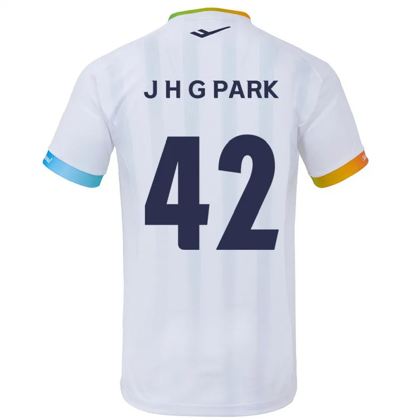 Danxen Homme Maillot Jang Han-Gyeol Park #42 Blanc Bleu Tenues Extérieur 2024/25 T-Shirt