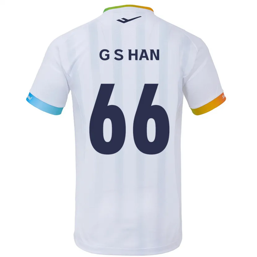 Danxen Homme Maillot Seung-Gyu Han #66 Blanc Bleu Tenues Extérieur 2024/25 T-Shirt