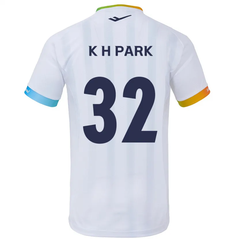 Danxen Homme Maillot Han-Kyul Park #32 Blanc Bleu Tenues Extérieur 2024/25 T-Shirt