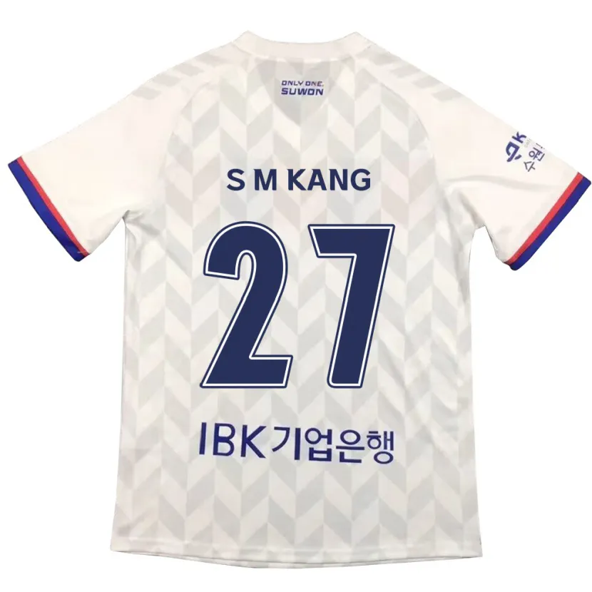 Danxen Homme Maillot Min-Sung Kang #27 Blanc Bleu Tenues Extérieur 2024/25 T-Shirt