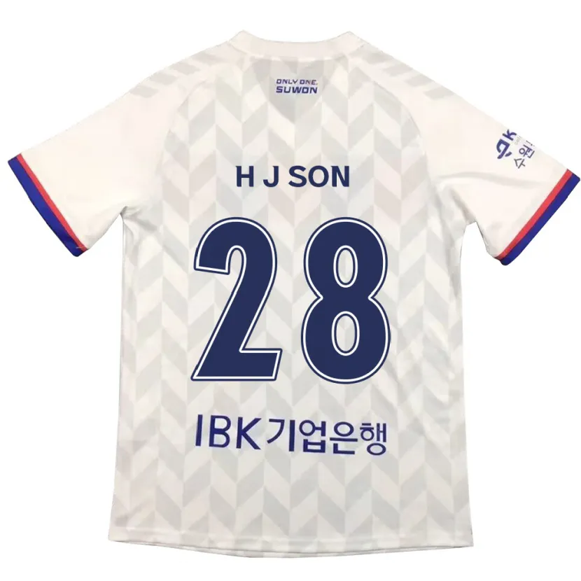 Danxen Homme Maillot Jun-Ho Son #28 Blanc Bleu Tenues Extérieur 2024/25 T-Shirt