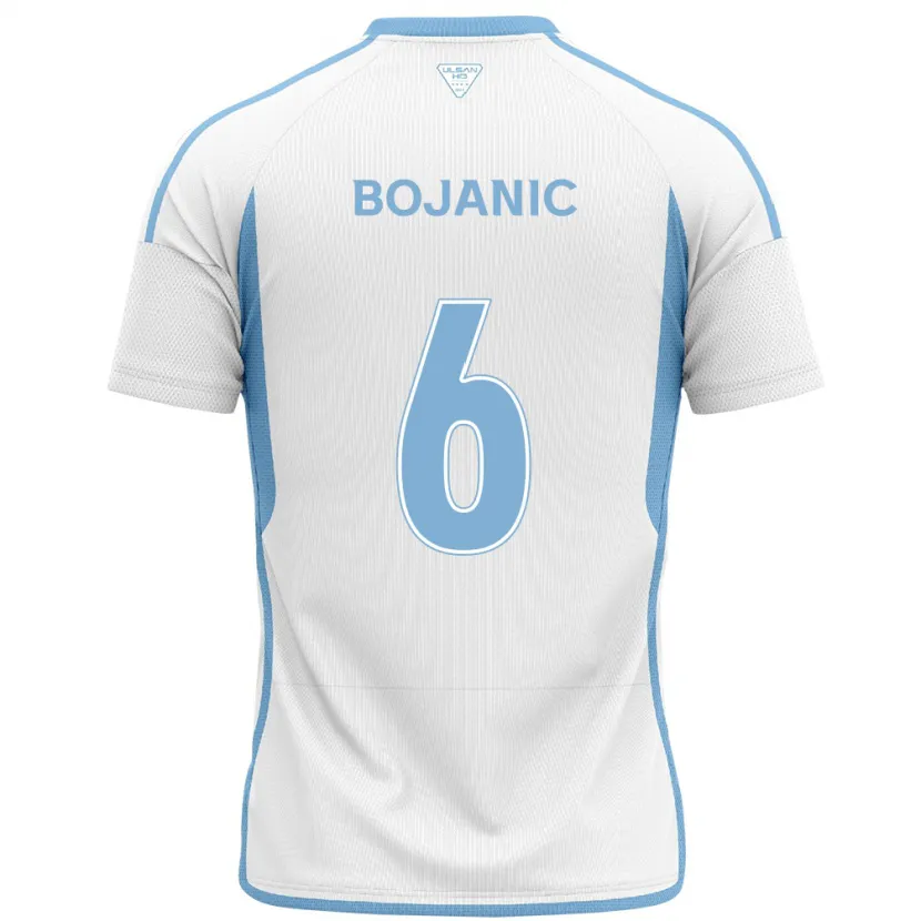 Danxen Homme Maillot Darijan Bojanic #6 Blanc Bleu Tenues Extérieur 2024/25 T-Shirt