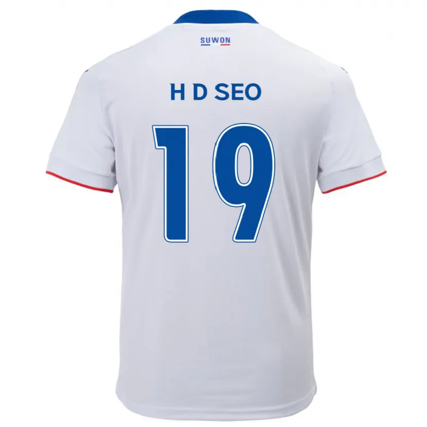 Danxen Homme Maillot Dong-Han Seo #19 Blanc Bleu Tenues Extérieur 2024/25 T-Shirt