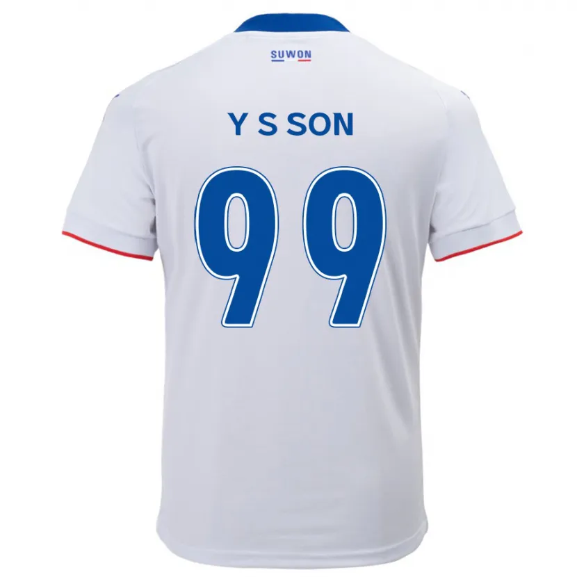 Danxen Homme Maillot Suk-Yong Son #99 Blanc Bleu Tenues Extérieur 2024/25 T-Shirt