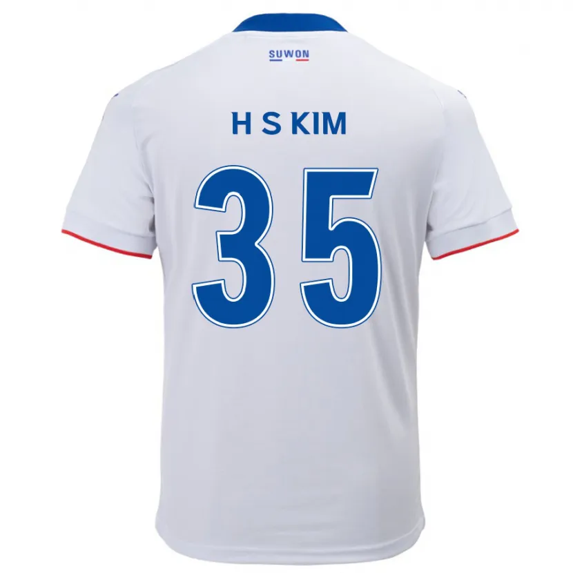 Danxen Homme Maillot Seung-Hyun Kim #35 Blanc Bleu Tenues Extérieur 2024/25 T-Shirt