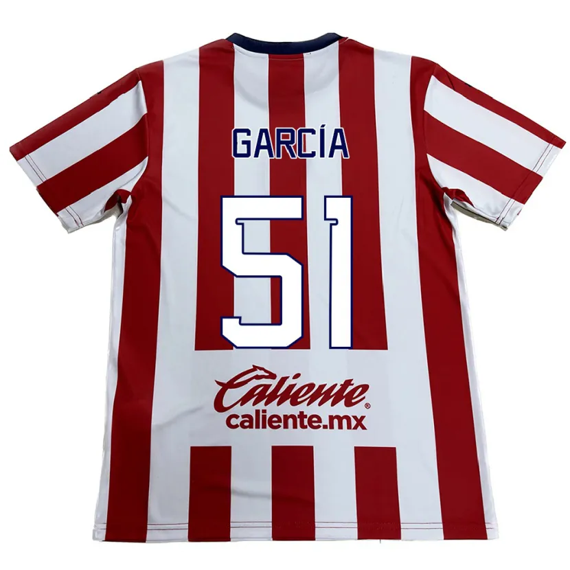 Danxen Femme Maillot Eduardo García #51 Rouge Blanc Tenues Domicile 2024/25 T-Shirt