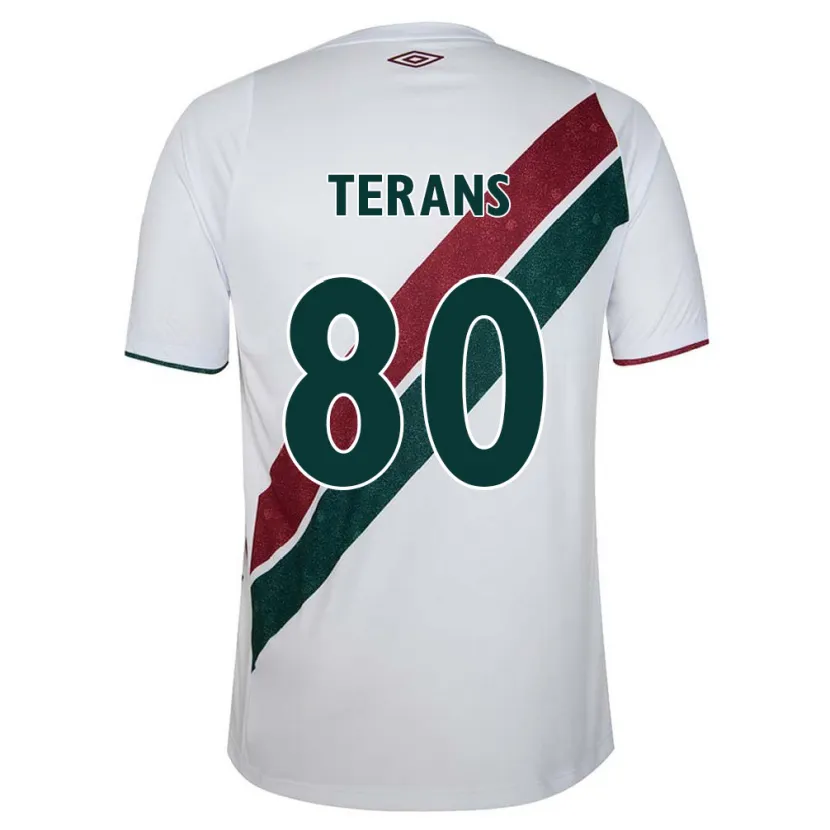 Danxen Femme Maillot David Terans #80 Blanc Vert Bordeaux Tenues Extérieur 2024/25 T-Shirt