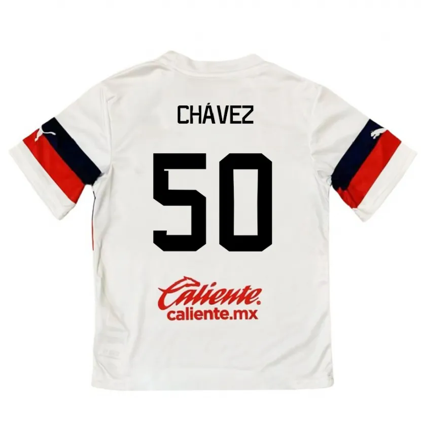 Danxen Femme Maillot Mateo Chávez #50 Blanc Rouge Tenues Extérieur 2024/25 T-Shirt