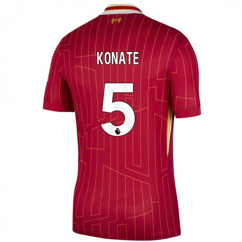 Danxen Enfant Maillot Ibrahima Konaté #5 Rouge Jaune Blanc Tenues Domicile 2024/25 T-Shirt