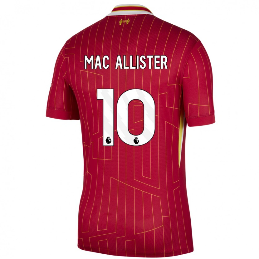 Danxen Enfant Maillot Alexis Mac Allister #10 Rouge Jaune Blanc Tenues Domicile 2024/25 T-Shirt