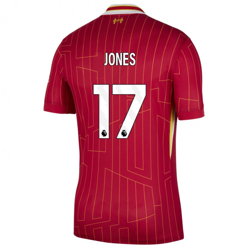 Danxen Enfant Maillot Curtis Jones #17 Rouge Jaune Blanc Tenues Domicile 2024/25 T-Shirt