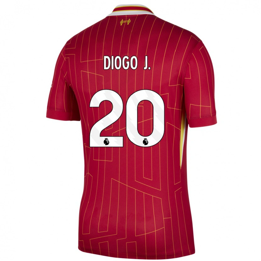 Danxen Enfant Maillot Diogo Jota #20 Rouge Jaune Blanc Tenues Domicile 2024/25 T-Shirt