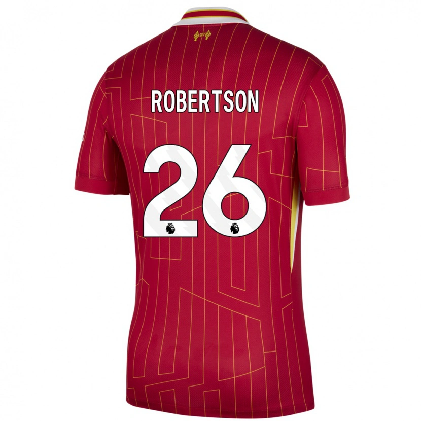 Danxen Enfant Maillot Andrew Robertson #26 Rouge Jaune Blanc Tenues Domicile 2024/25 T-Shirt