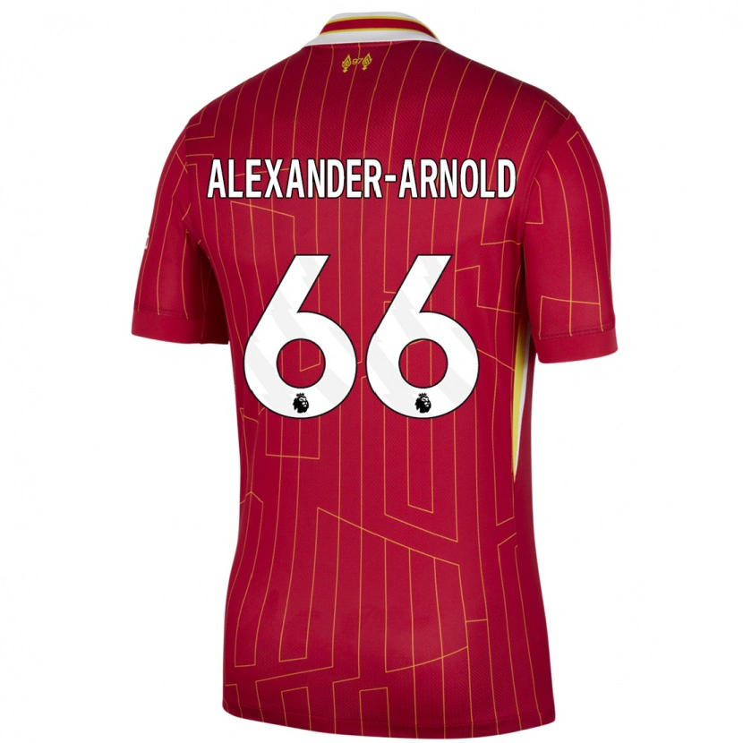 Danxen Enfant Maillot Trent Alexander-Arnold #66 Rouge Jaune Blanc Tenues Domicile 2024/25 T-Shirt