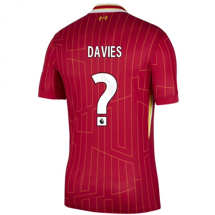 Danxen Enfant Maillot Harvey Davies #0 Rouge Jaune Blanc Tenues Domicile 2024/25 T-Shirt