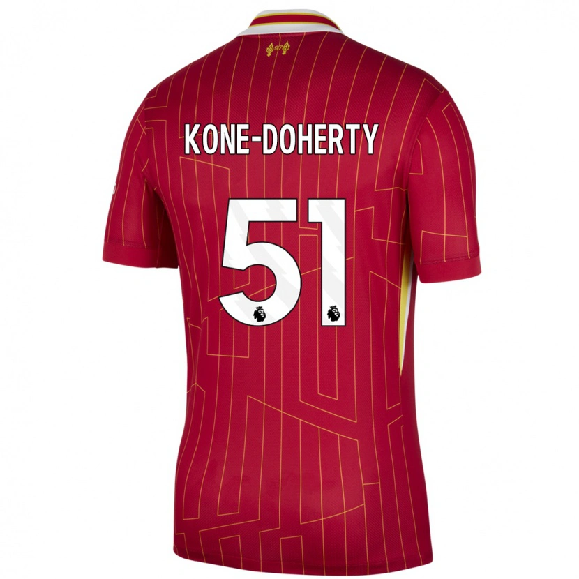 Danxen Enfant Maillot Trent Kone-Doherty #51 Rouge Jaune Blanc Tenues Domicile 2024/25 T-Shirt