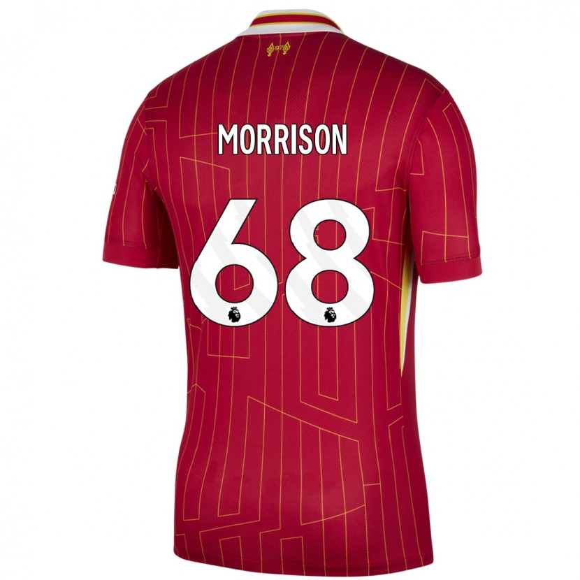 Danxen Enfant Maillot Kieran Morrison #68 Rouge Jaune Blanc Tenues Domicile 2024/25 T-Shirt