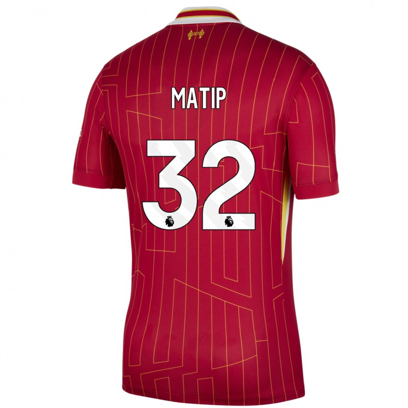 Danxen Enfant Maillot Joel Matip #32 Rouge Jaune Blanc Tenues Domicile 2024/25 T-Shirt