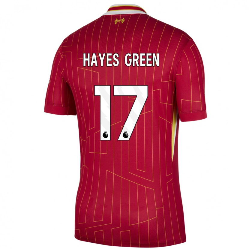 Danxen Enfant Maillot Charlie Hayes-Green #17 Rouge Jaune Blanc Tenues Domicile 2024/25 T-Shirt