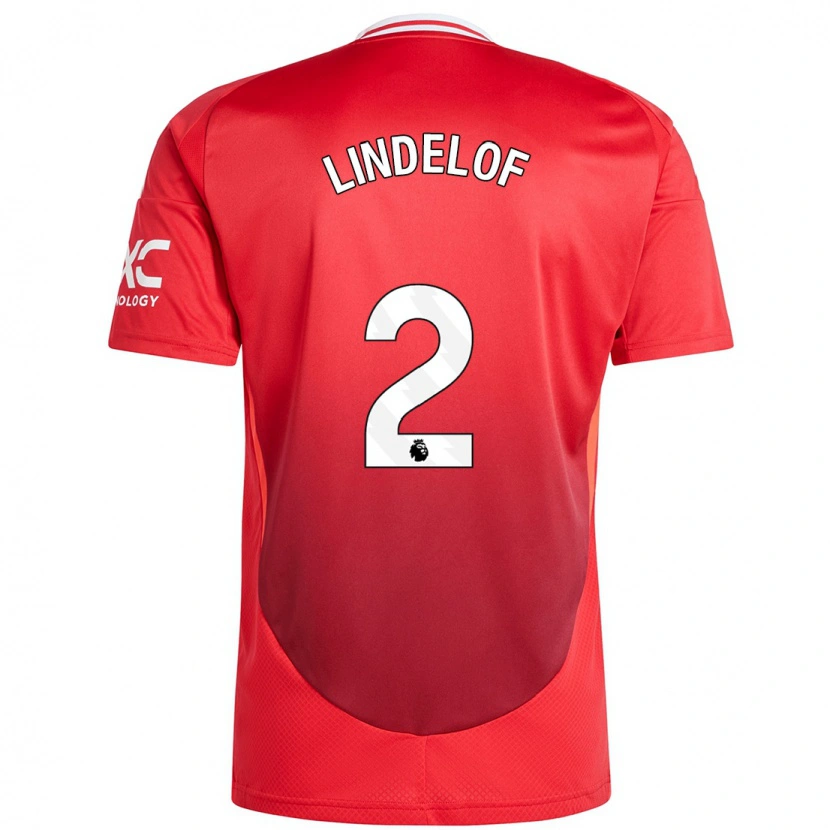 Danxen Enfant Maillot Victor Lindelöf #2 Rouge Vif Tenues Domicile 2024/25 T-Shirt