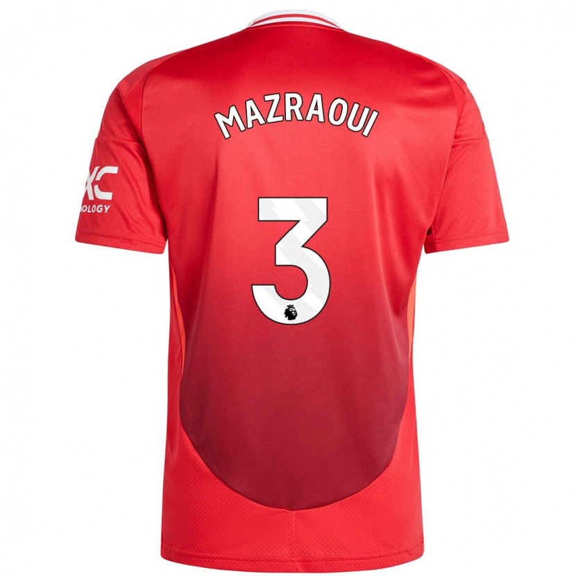 Danxen Enfant Maillot Noussair Mazraoui #3 Rouge Vif Tenues Domicile 2024/25 T-Shirt