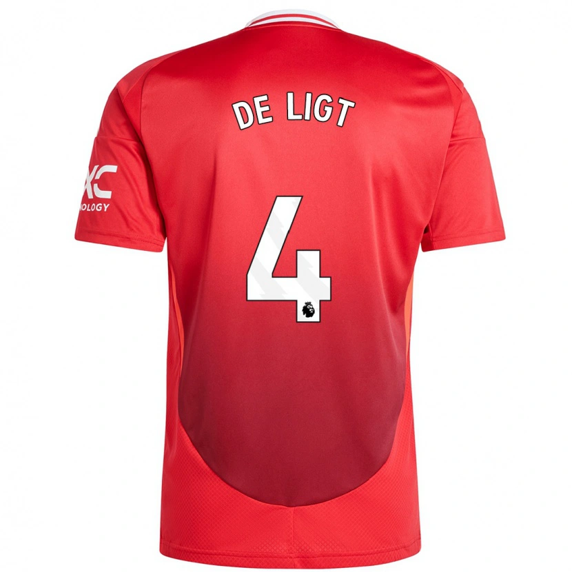 Danxen Enfant Maillot Matthijs De Ligt #4 Rouge Vif Tenues Domicile 2024/25 T-Shirt