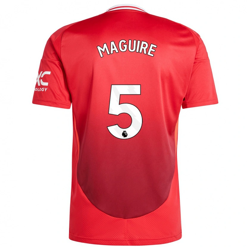 Danxen Enfant Maillot Harry Maguire #5 Rouge Vif Tenues Domicile 2024/25 T-Shirt