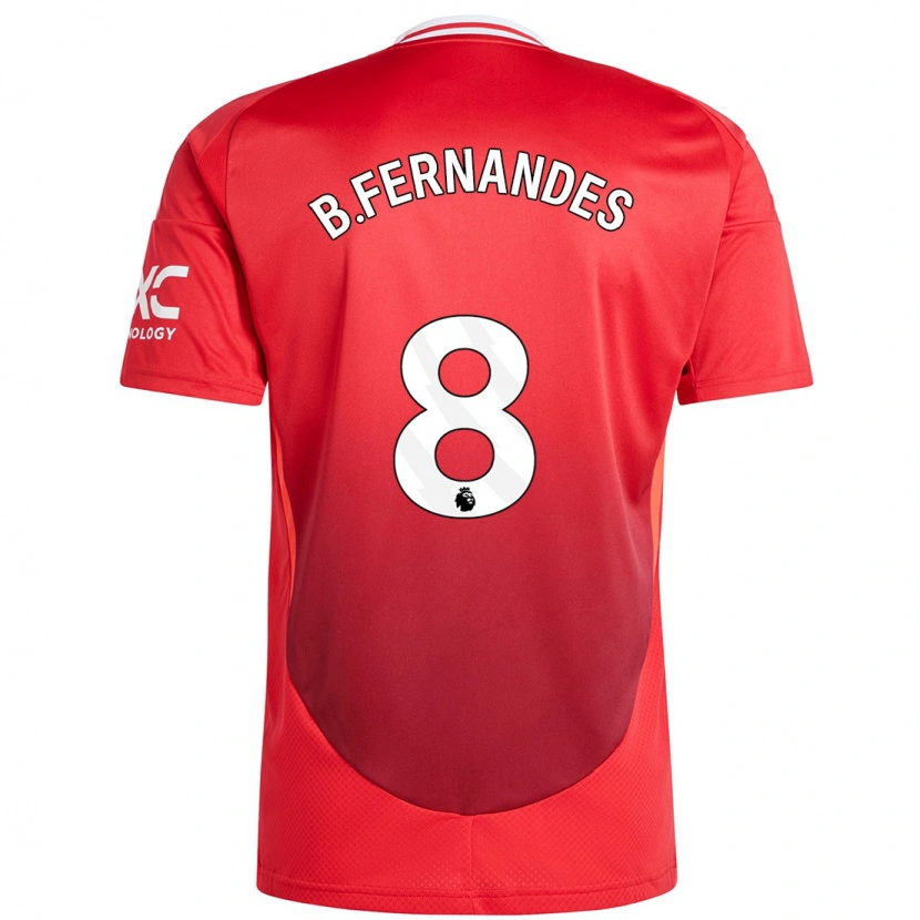 Danxen Enfant Maillot Bruno Fernandes #8 Rouge Vif Tenues Domicile 2024/25 T-Shirt