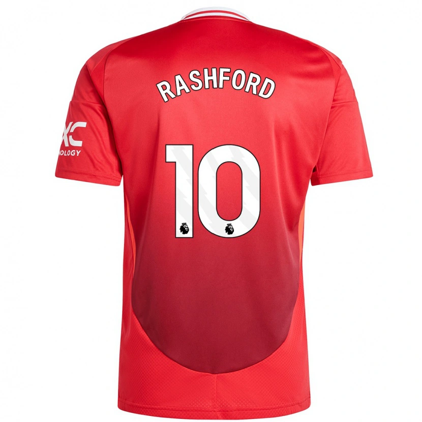 Danxen Enfant Maillot Marcus Rashford #10 Rouge Vif Tenues Domicile 2024/25 T-Shirt