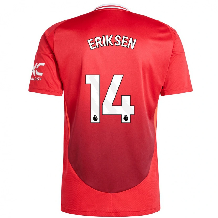 Danxen Enfant Maillot Christian Eriksen #14 Rouge Vif Tenues Domicile 2024/25 T-Shirt