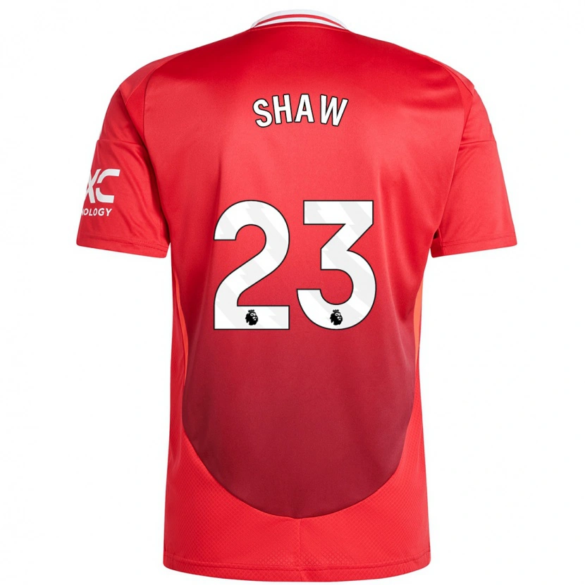 Danxen Enfant Maillot Luke Shaw #23 Rouge Vif Tenues Domicile 2024/25 T-Shirt