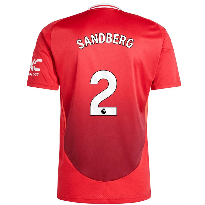 Danxen Enfant Maillot Anna Sandberg #2 Rouge Vif Tenues Domicile 2024/25 T-Shirt