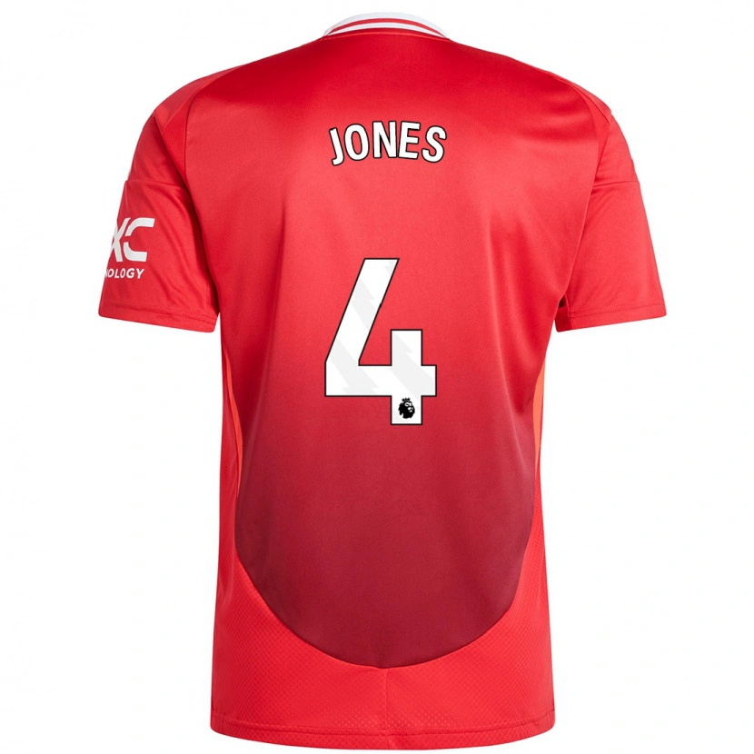 Danxen Enfant Maillot Phil Jones #4 Rouge Vif Tenues Domicile 2024/25 T-Shirt