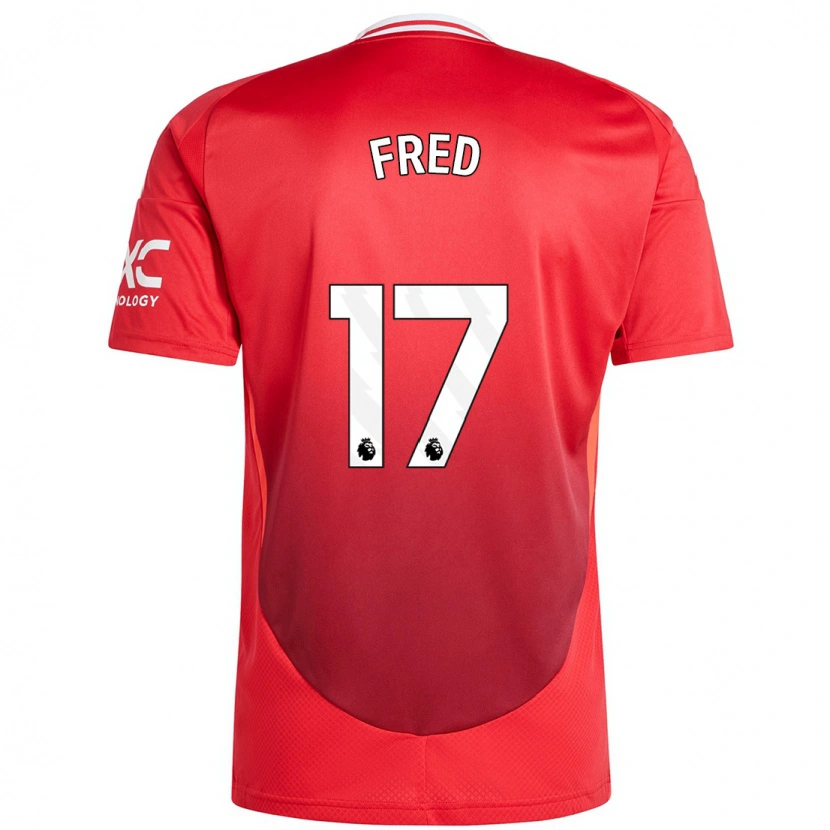 Danxen Enfant Maillot Fred #17 Rouge Vif Tenues Domicile 2024/25 T-Shirt