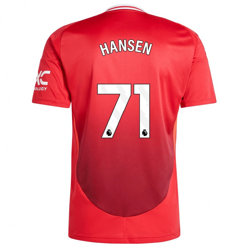 Danxen Enfant Maillot Isak Hansen-Aaroen #71 Rouge Vif Tenues Domicile 2024/25 T-Shirt