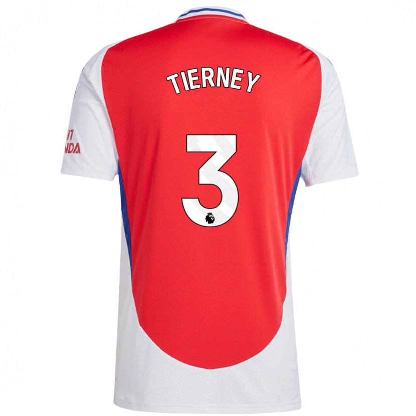 Danxen Enfant Maillot Kieran Tierney #3 Rouge Blanc Tenues Domicile 2024/25 T-Shirt