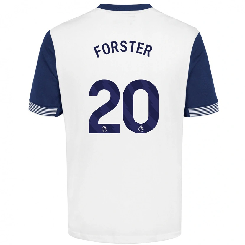 Danxen Enfant Maillot Fraser Forster #20 Blanc Bleu Tenues Domicile 2024/25 T-Shirt