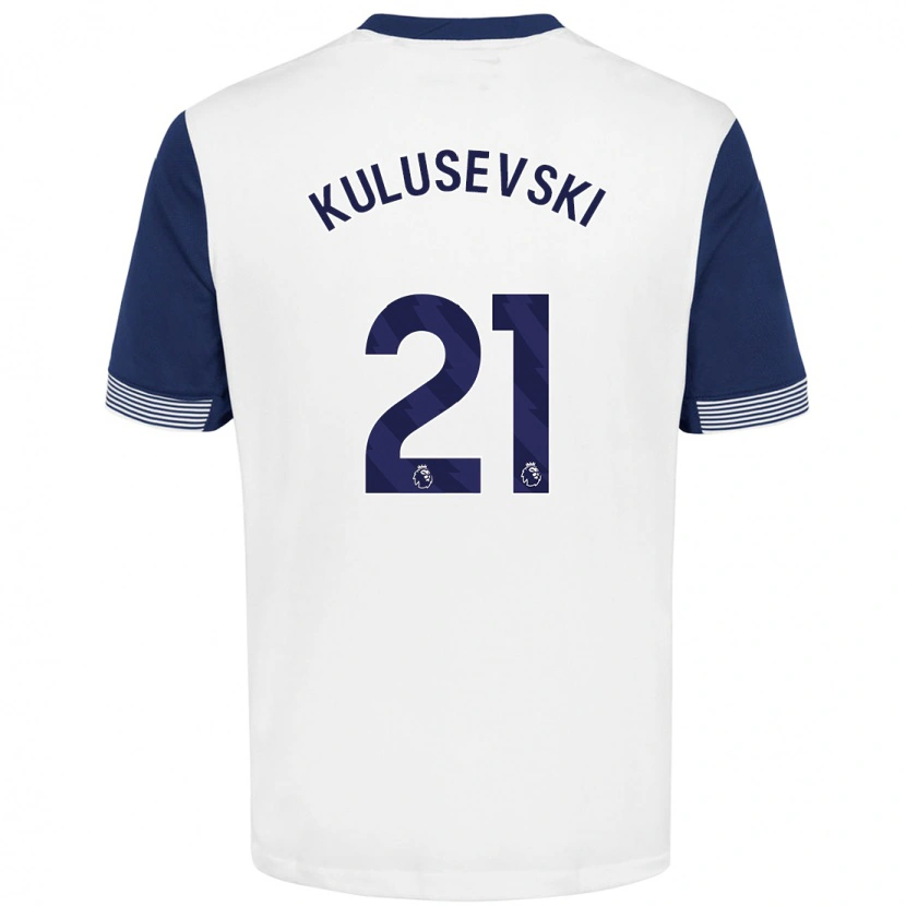 Danxen Enfant Maillot Dejan Kulusevski #21 Blanc Bleu Tenues Domicile 2024/25 T-Shirt