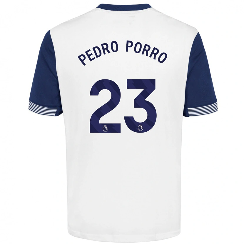 Danxen Enfant Maillot Pedro Porro #23 Blanc Bleu Tenues Domicile 2024/25 T-Shirt