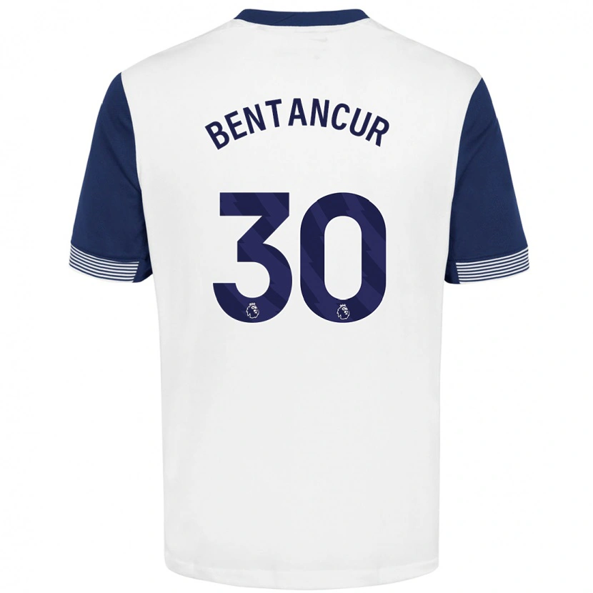 Danxen Enfant Maillot Rodrigo Bentancur #30 Blanc Bleu Tenues Domicile 2024/25 T-Shirt