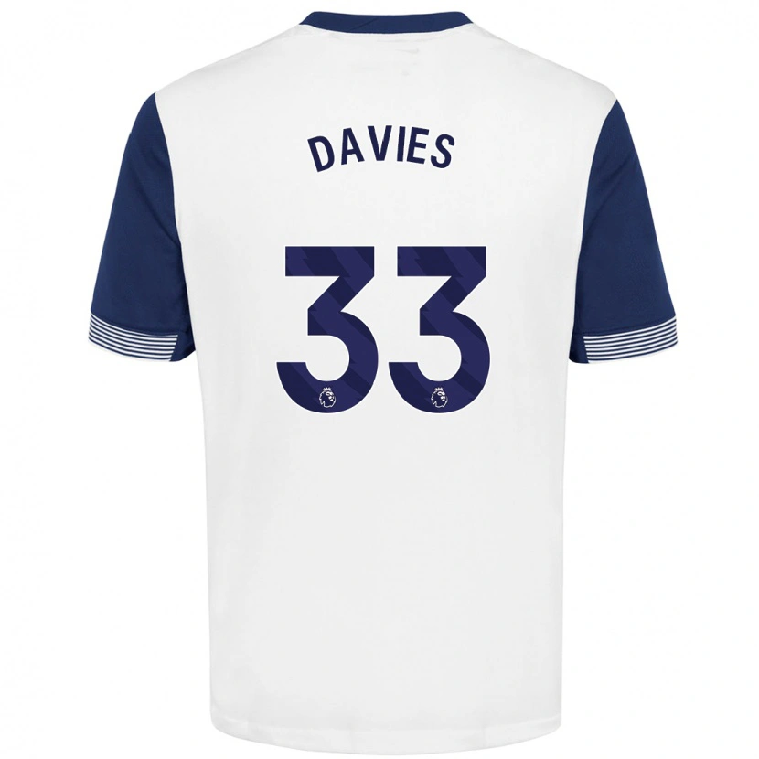 Danxen Enfant Maillot Ben Davies #33 Blanc Bleu Tenues Domicile 2024/25 T-Shirt