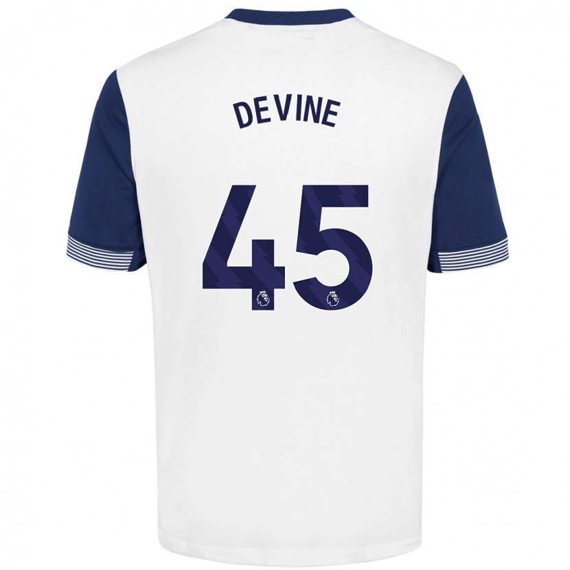 Danxen Enfant Maillot Alfie Devine #45 Blanc Bleu Tenues Domicile 2024/25 T-Shirt